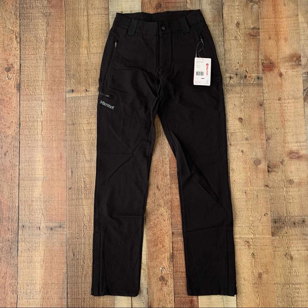 Marmot women’s scree pant with softshell fabric and ankle zipper water repellent